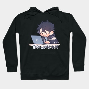 Cute Anime boy using laptop Hoodie